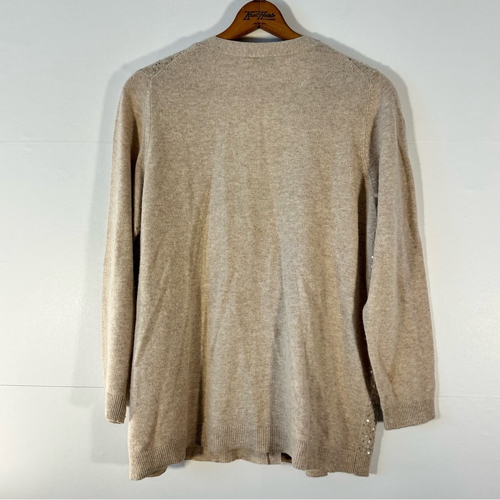 Talbots Lambswool Angora Blend Sparkling Beige Cardigan - Picture 7 of 8